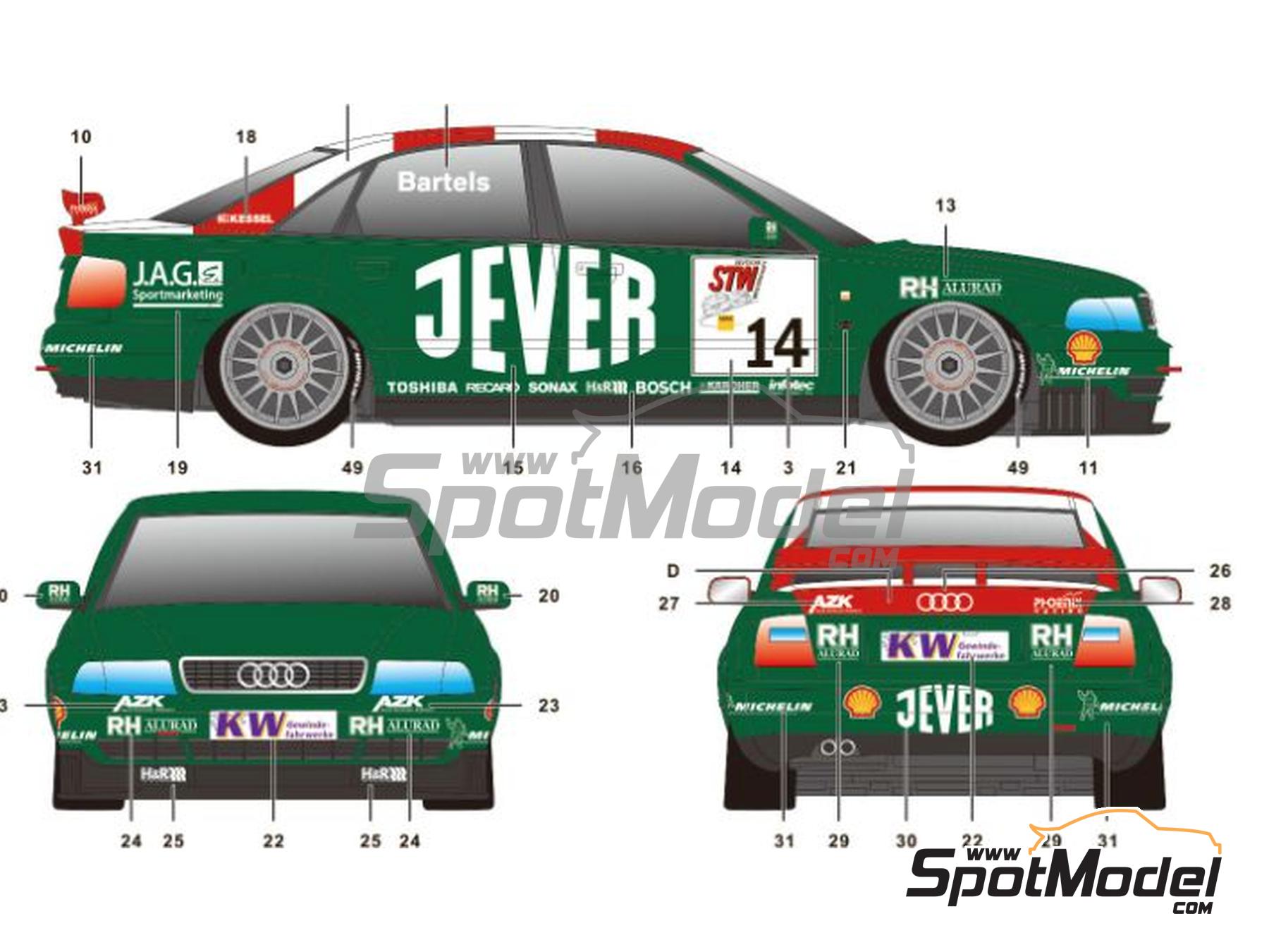 Audi A4 Quattro AZK Phoenix Team sponsored by Jever - Guia Race of Macau,  German Super Tourenwagen Cup (STW - Super Tourenwagen Cup) 1999. Marking / l